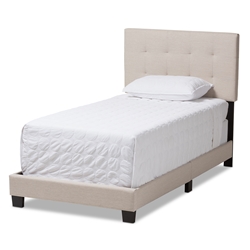 Baxton Studio Brookfield Modern and Contemporary Beige Fabric Twin Size Bed